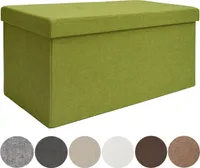 Faltbare Sitzbank 76x38x38 cm inkl. Trennwand Sitztruhe 80L Polsterbank Grün