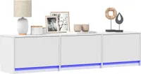 Szafka TV z oświetleniem LED Biała 165x34x40 cm Materiał drewnopochodny