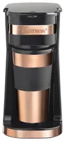 Bestron Kaffeemaschine mit Isolierbecher, Für gemahlenen Filterkaffee, 2 Große Tassen, 750 Watt, Edelstahl, Farbe: Kupfer