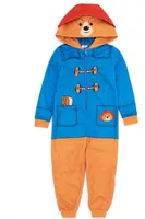 Medveď Paddington - Kombinéza s kapucňou pre deti NS6939 (86) (modrá/hnedá/červená)