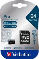 Verbatim paměťová karta Micro Secure Digital Card Pro U3 64GB UHS-I U1 (Class 10) 47042