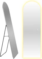 Sensahome oválne stojace zrkadlo - s LED osvetlením - bez rámu - zrkadlo po celej dĺžke - zrkadlo bez rámu - stmievateľné - 50 x 160 cm