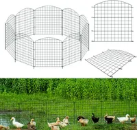 YUENFONG Teichzaun Gartenzaun Gitterzaun, Metall Steckzaun 10 Zaunelemente und 12 Befestigungsstäben, Hundezaun, Zaun für den Garten (10x Oberbogen)