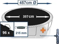 walexo Sprungtuch Sprungmatte incl. Federspanner für Trampolin Ø 457 cm 96 Ösen (Federn 21,5 cm)