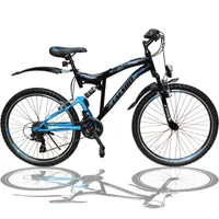 26 Zoll Mountainbike SHIMANO 21-Gang Fahrrad mit Vollfederung & Beleuchtung OXT-Blue