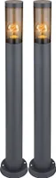 2er Set Stehleuchte, Edelstahl, rauch, anthrazit, H 80 cm