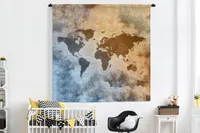 MuchoWow® Tapiserie Věšení na zeď Mapa světa - Barvy - Vintage 180x180 Tapiserie dekorace Nástěnná šála