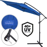KINGSLEEVE® Sonnenschirm Sochi UV-Schutz 50+ mit Ständer 330cm Kurbel Alu schwenkbar neigbar Garten Terrasse Balkon 3,3m Ampelschirm UV Groß blau