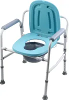 Höhenverstellbarer, werkzeuglos montierbarer & rutschfester Stahl-Toilettenstuhl – Nachttopfstuhl mit absenkbaren Armlehnen