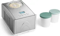 SPRINGLANE Eismaschine Emma 1,5 L mit selbstkühlendem Kompressor 150 W inkl. Aufbewahrungsbehälter 2er-Set, Eiscrememaschine aus Edelstahl mit entnehmbarem Eisbehälter, inkl. Rezeptheft