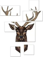 Leinwandbild Hirsch 7er-Set 110x88 cm