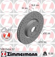 2x ZIMMERMANN Bremsscheibe 530.2464.52 für SUBARU für FORESTER (SJ) 57mm 10kg
