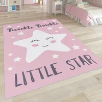 Kinderteppich, Kinderzimmer Teppich m. Stern, Mond u. Karo Motiven Grösse 160x230 cm