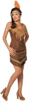L3200841-34 braun-beige Damen Kriegerin Kostüm Kleid Gr.34