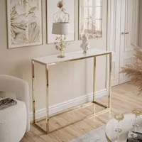 Konsolentisch MODERN GLASS GOLD CHROM 100 cm Gold chrom / Weiß glas