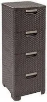 Curver Regał z 4 Szufladami Szafka Komoda Łazienkowy Rattan Brązowy 4x14L