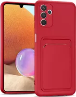 Pouzdro na mobilní telefon pro Samsung Galaxy A13 5G / A04s kryt Silikonový ochranný kryt s přihrádkou na kartu Slim Wallet Case, červený