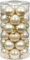 Weihnachtskugeln Glas 4cm, 30 Stück, Farbe:perle - champagner opal / matt