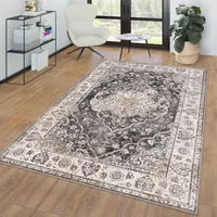 TT Home Wohnzimmerteppich Kurzflor Mit Umrandung Mandala Style Maokkanisches Design Größe 80x150 cm