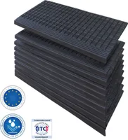 10x Gummi Stufenmatte Treppenmatte für innen und außen, 64,5 x 25 cm, selbstklebend, rutschfest, antirutsch | PETEX