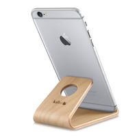 kalibri Handy Halterung Smartphone Ständer - Universal Halter kompatibel mit iPhone Samsung iPad Tablet u.a. - Tisch Stand Dock in Birken-Holz Hellbraun