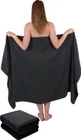 Betz 2-tlg. Set XXL Badetuch 100 x 200 cm DRESDEN Badetücher Saunatuch 100% Baumwolle  Farbe dunkelgrau