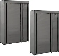 Faltschränke 2 Stk. Grau 110x45x175 cm Stoff , Kleiderschränke Design 2024