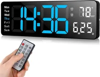 OKWISH LED Wecker Digital Wanduhr USB Wanduhren Fernbedienung Timer 13-Zoll Reisewecker Dual Alarm Temperaturanzeige