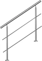 NAIZY Nerezové zábradlí se 2 sloupky pro zábradlí na schodiště (160 cm, 2 příčné vzpěry)