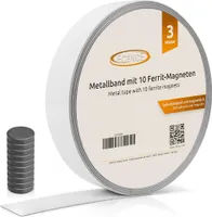ECENCE 3m Metallband selbstklebend Weiss, Magnetband für Magnete, Ferroband, Magnetband selbstkleb
