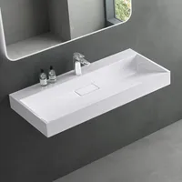 Mai & Mai Waschbecken Aufsatzwaschbecken Weiß Hänge-Waschtisch Rechteckig 1 Armaturenloch Breite: 90cm inkl. Ablaufgarnitur Col19