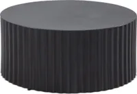 Kadima Design Runder Sofatisch mit Wellen-Muster, Couchtisch Metall Schwarz. 67x67x31 cm