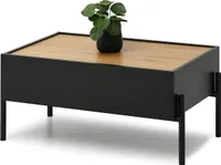 Der Couchtisch TOMAN mit Schublade – schwarz/Eiche