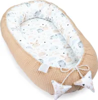 Babynest śpiworek dla noworodka 90x50 cm - kokon Ręcznie robiony dwustronny bawełniany wafel z sowami babynest brązowy