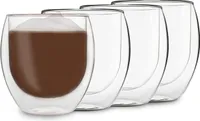 DUOS® Jumbo Latte Macchiato Gläser Set 4x410ml, Doppelwandige Gläser Latte Macchiato, Doppelwandige Kaffeegläser, Teegläser, Cappuccino Gläser Eiskaffee Gläser Thermogläser doppelwandig Espressotassen
