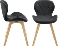 Esszimmerstuhl Älmhult 2-er Set 81x57 cm Kunstleder Buche Stühle Wohnzimmerstuhl Küchenstuhl Schwarz