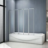 B.120cmxH.140cm Faltbare Badewanneaufsatz 5-ftg.Falttür 4mm ESG Sicherheitsglas Duschwand duschabtrennung