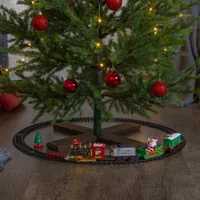 Szwedzka Dekoracja Grająca Świąteczny Pociąg LED X-MAS TRAIN Z Dźwiękiem Lampką Czerwony Światło Ruch Na Baterie Idealny Pod Choinkę