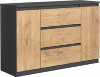 Kommode, Anthrazit, Eiche Lancelot, 120 x 78 x 39 cm, 2 Türen, 3 Schubladen