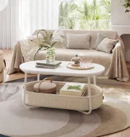 VASAGLE Couchtisch, Beistelltisch, moderner mit Stoffkorb, Wohnzimmer