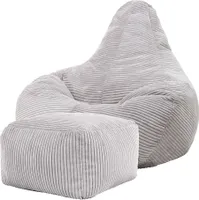 icon Sitzsack Bean Bag Dalton mit Hocker, Grau, Cord, Groß, Sitzsäcke Für Das Wohnzimmer, Schlafzimmer, Sitzsack-Sessel Für Erwachsene - Hergestellt in Deutschland