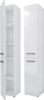 Badezimmerschrank 3xEliving Bagnoli SLIM II weiß matt / weiß glänzend - Freistehender Schrank, Badezimmersäule, Regal, T: 30 cm, H: 174 cm, B: 30 cm