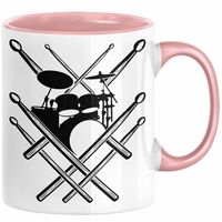 Drummer Schlagzeug-Spieler Geschenk Tasse Geschenkidee Kaffee-Becher Schlagzeuger Schlagzeug Stick (Rosa)