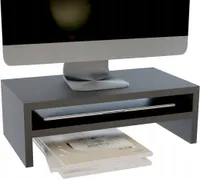 ComfortCove Monitorständer Schwarz mit Ablage – ergonomischer Schreibtischaufsatz aus Holz, +14 cm Bildschirmhöhe