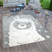 Kinderteppich Kinderzimmer Outdoorteppich Spielteppich Lama Motiv Modern Grau Grösse 160x220 cm