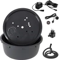 CLGarden Springbrunnenbecken Set mit 150 Liter Becken und 88cm GFK Abdeckung Springbrunnen Pumpe SP1 DIY LED Belechtung