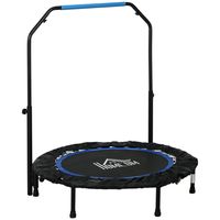 HOMCOM 102 cm Fitness-Trampolin, Faltbares Mini-Trampolin mit 4-Fach Höhenverstellbarer Haltegriff, Fitness-Rebounder für Erwachsene, bis 100 kg