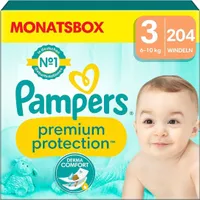 Pampers® Windeln Monatsbox premium protection™ Größe Gr.3 (6-10 kg) für Babys und Kleinkinder (4-18 Monate), 204 St.