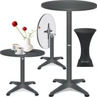 KESSER® 2in1 Stehtisch klappbar Bistrotisch Aluminium Edelstahlplatte | höhenverstellbar | 70cm / 115cm | Partytisch Tisch | In- & Outdoor | Hochzeit | Empfangstisch | Klapptisch inklusive Regencover