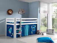Łóżko do zabawy Vipack Pino, powierzchnia do leżenia 90x200 cm z zasłoną tekstylną "Astro"